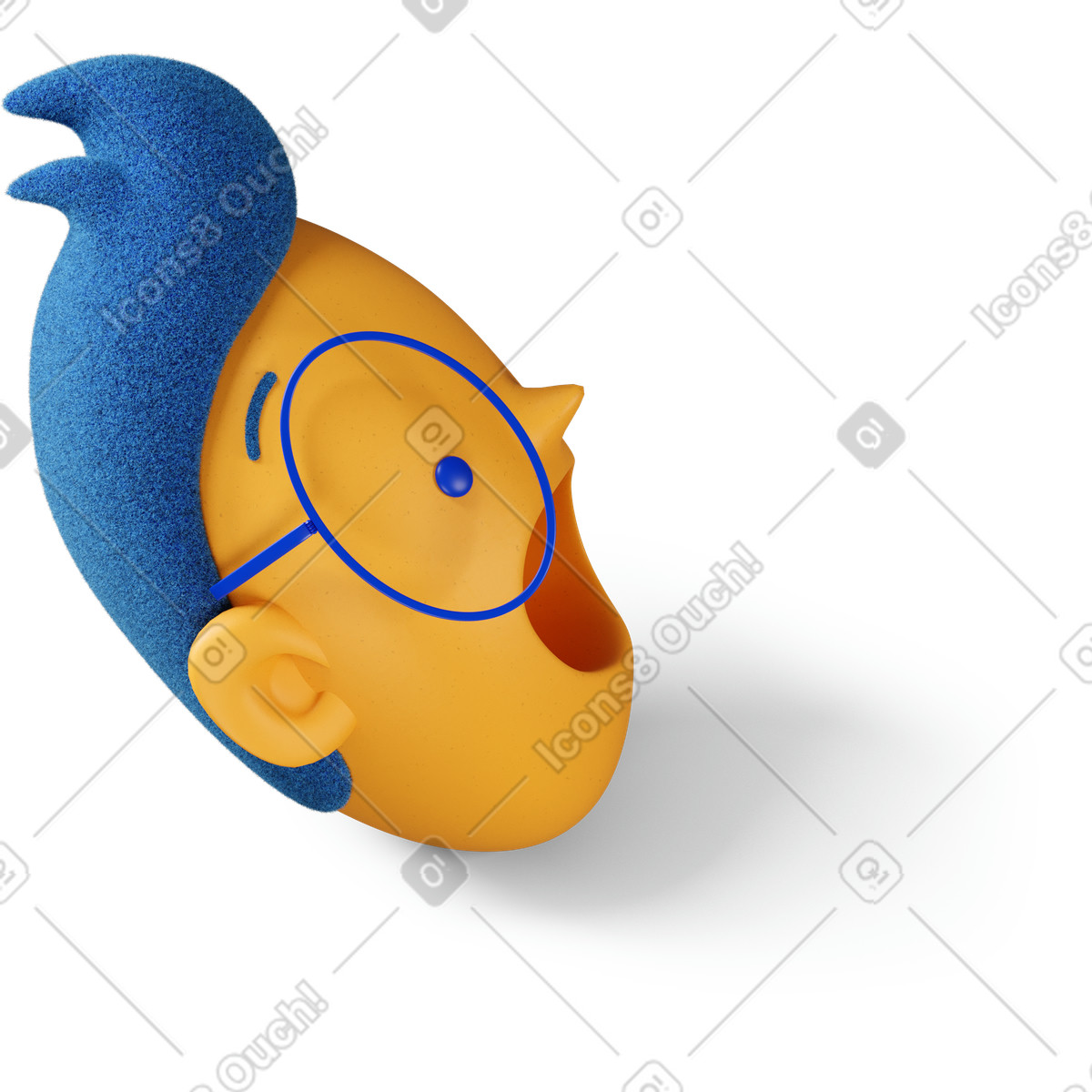 Boy's head with open mouth turned up right illustration in 3D Buddy style download in PNG, SVG