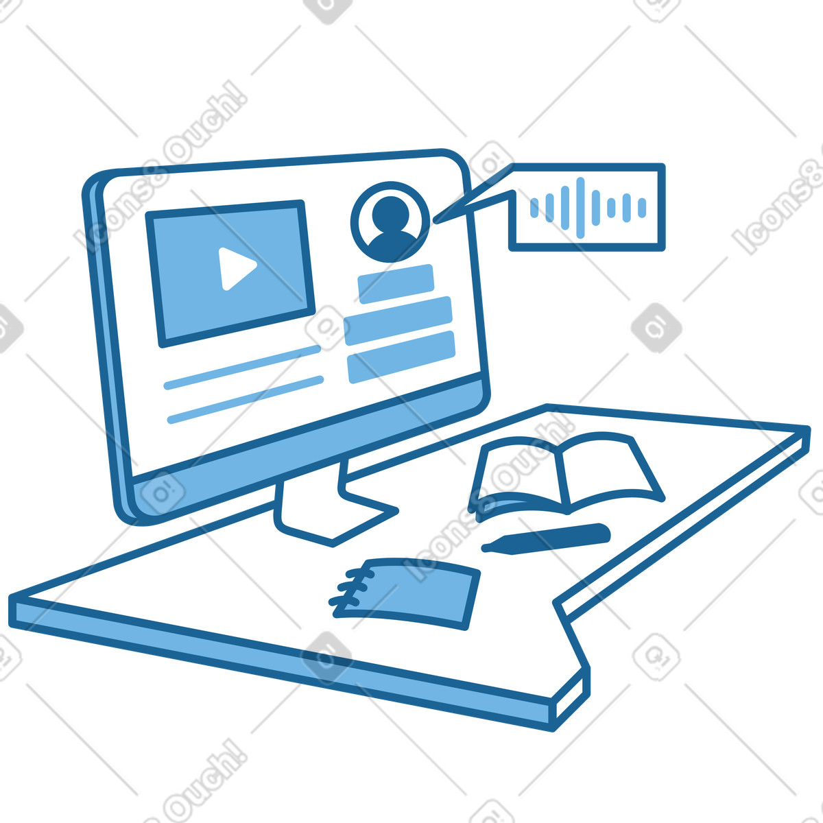 Online lesson and distance learning illustration in PNG, SVG