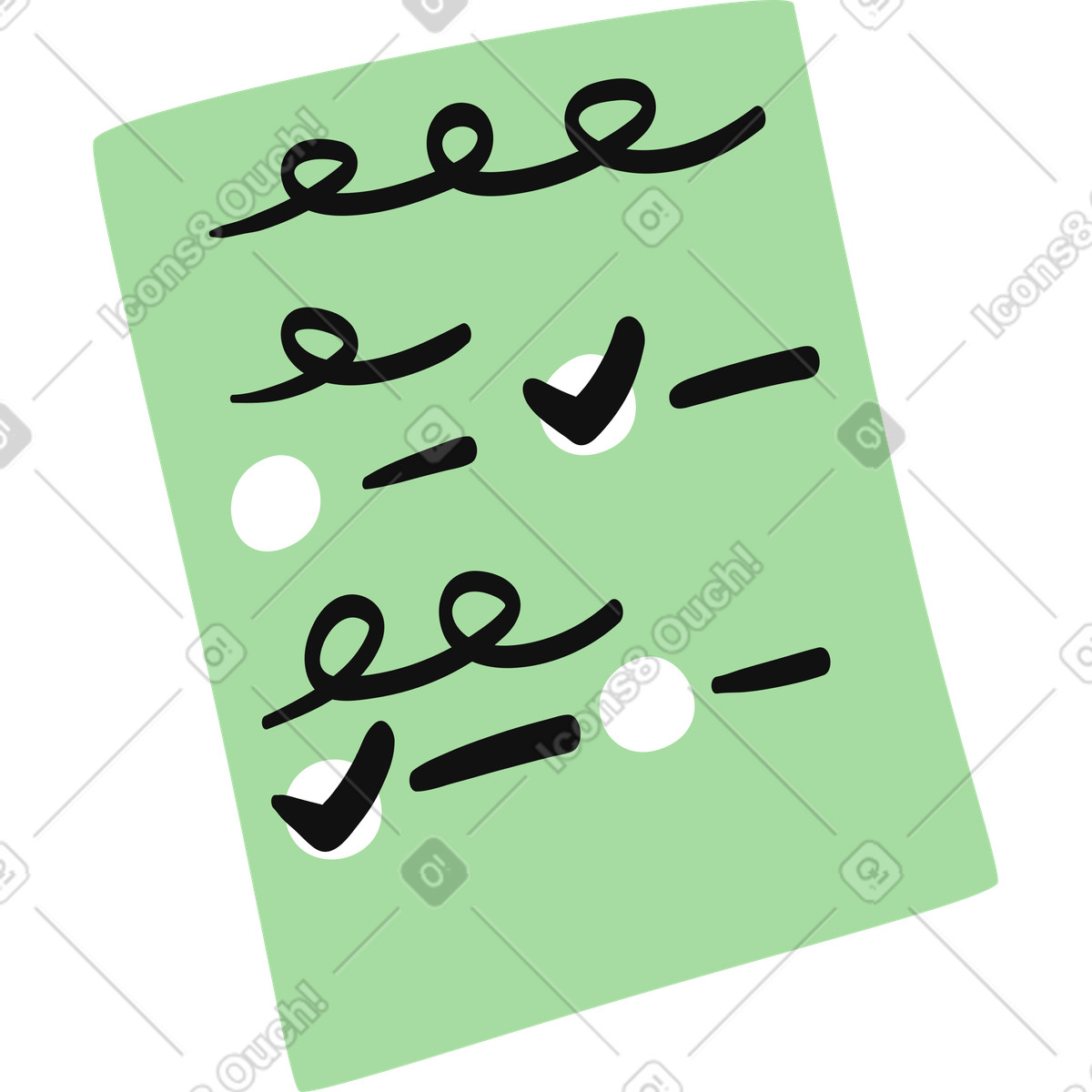 Ilustración Checklist survey form with checkmarks and blank answer circles en estilo Organic a descargar en PNG y SVG
