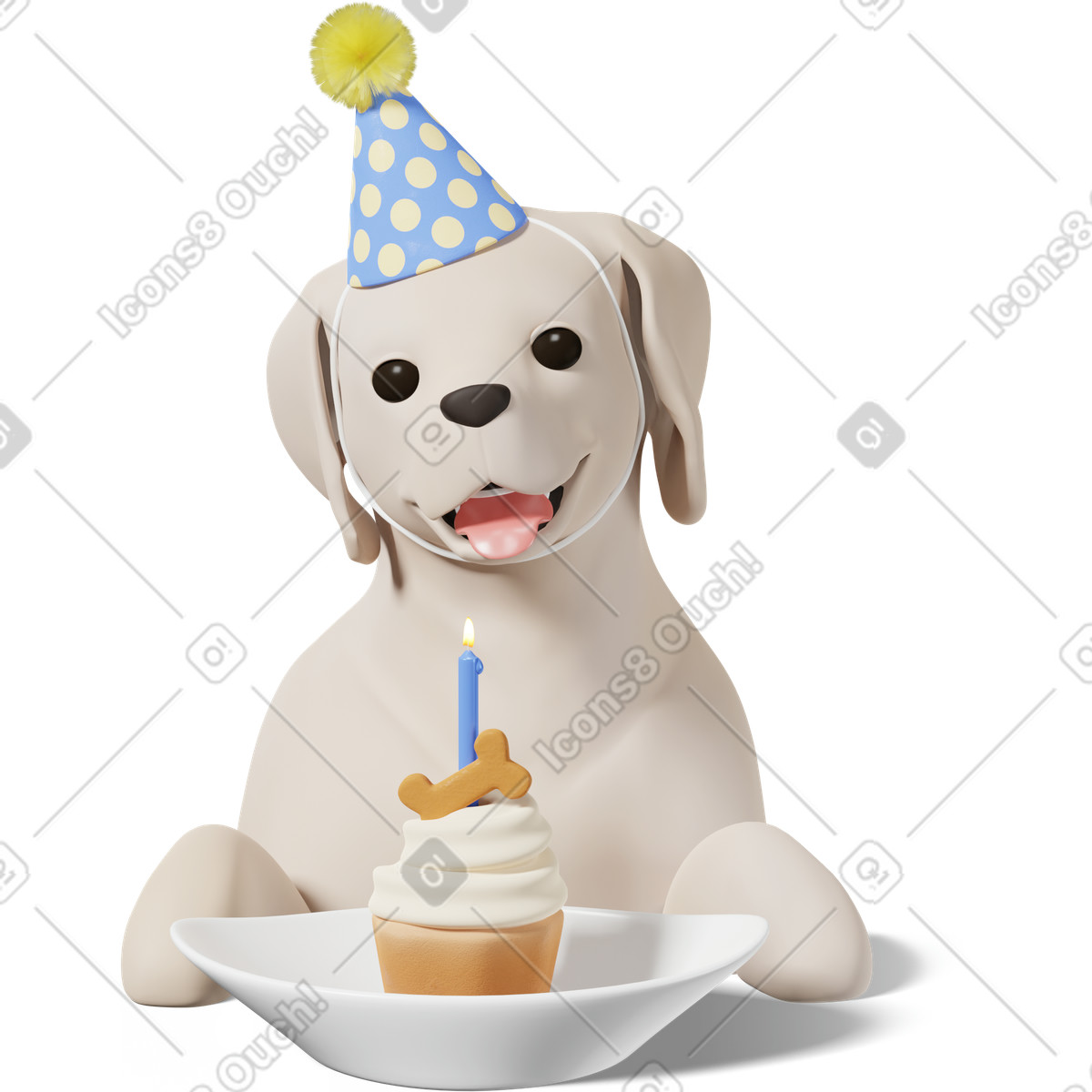 Dog birthday illustrazione in stile 3D Business scarica in PNG, SVG