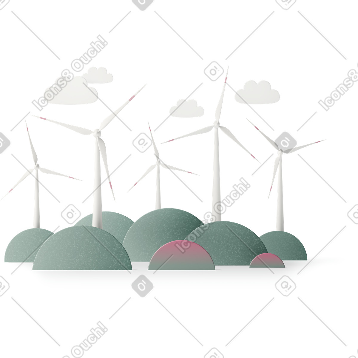 3D Casual life 스타일의 Wind farm 일러스트레이션 PNG, SVG 다운로드