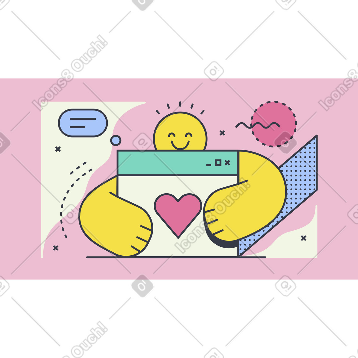 Positive feedback or user love, User engagement and appreciation concept animated illustration in Abstract style download in GIF, Lottie (JSON), AE