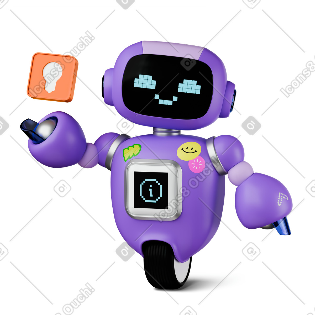 3D Stickle 스타일의 Robot assistant holding stylus and idea icon for creative brainstorming 일러스트레이션 PNG, SVG 다운로드