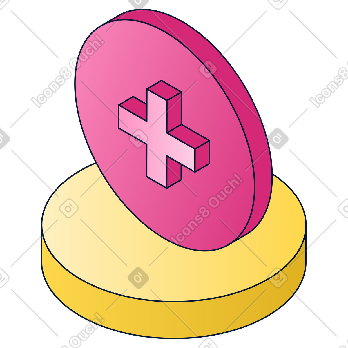 Plus sign or add icon on pedestal, new item creation symbol illustration in Neat style download in PNG, SVG