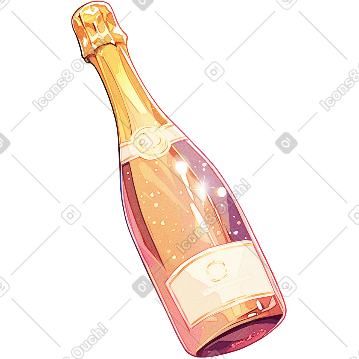 Иллюстрация Bottle of champagne в стиле Glazy — скачать в форматах PNG, SVG