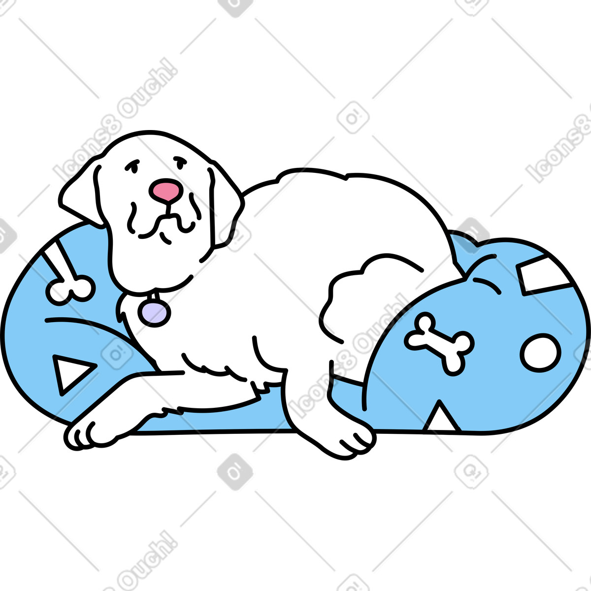 Hund liegt auf dem kissen-Illustration im Notes-Stil als Download in PNG, SVG