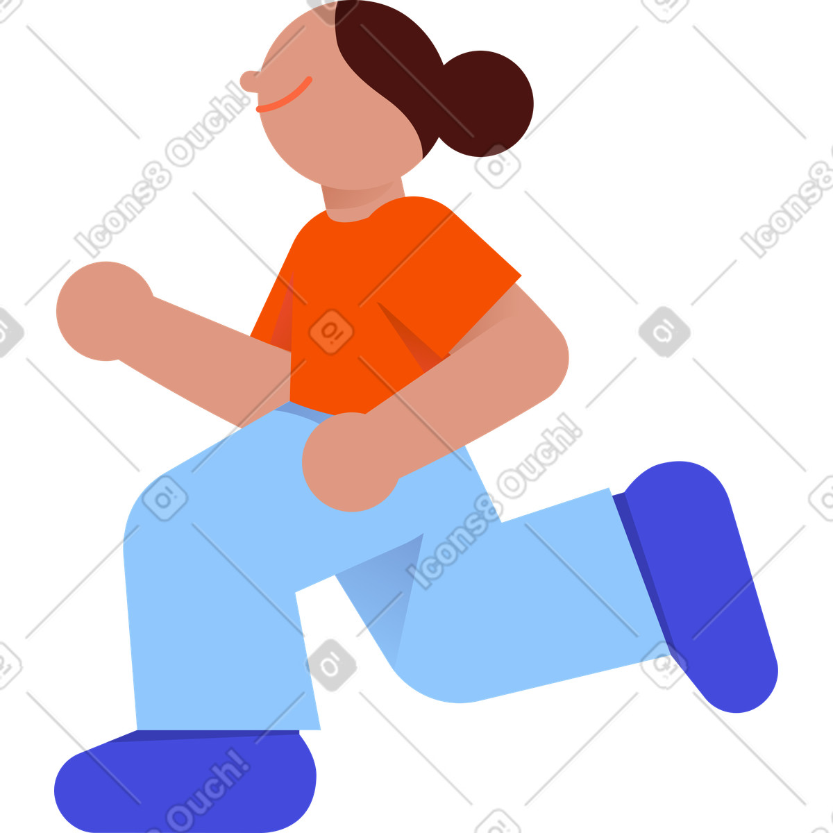 下载 8bit 风格的 运行的女人 插画，支持 PNG、SVG 格式