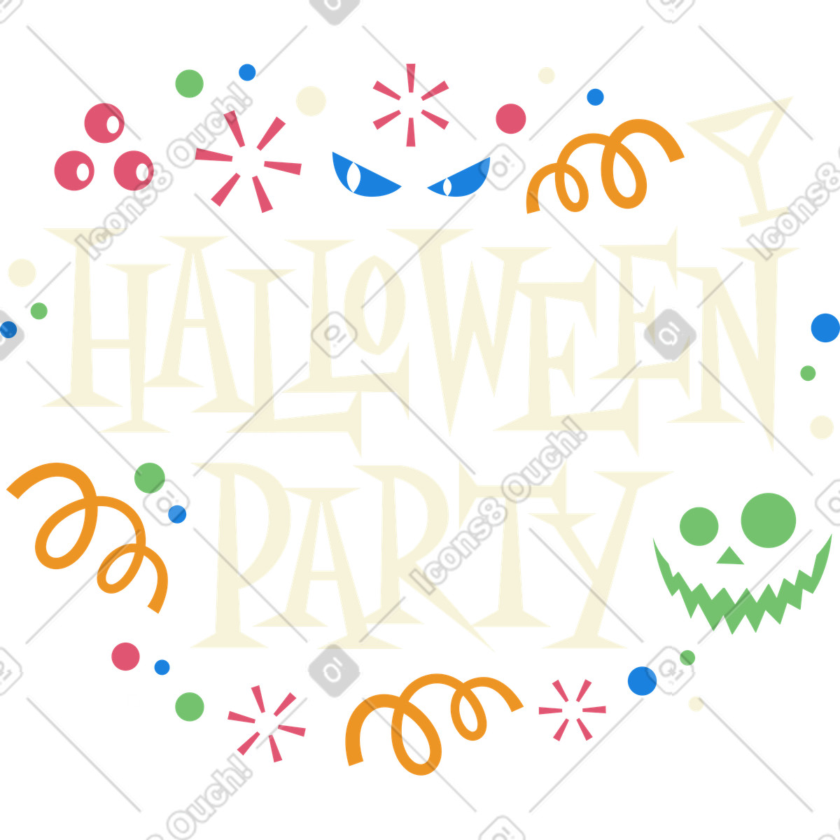 Schriftzug halloween-party-text-Illustration im Lettering-Stil als Download in PNG, SVG