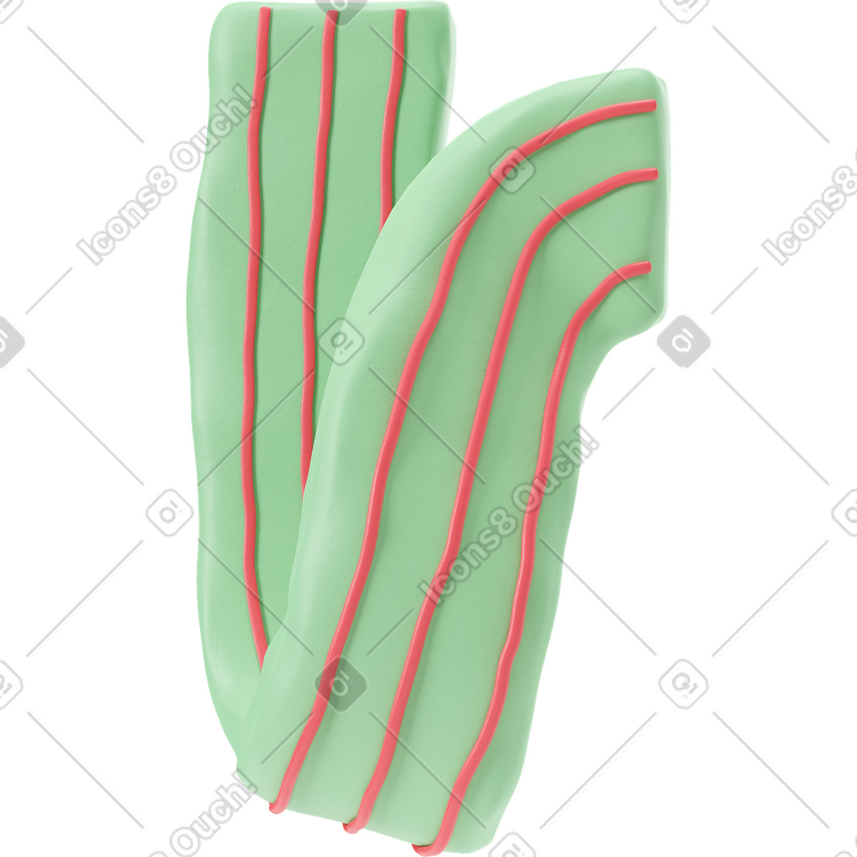 3D Stripy 스타일의 빨간색 줄무늬가 있는 녹색 소매의 접힌 팔 일러스트레이션 PNG, SVG 다운로드