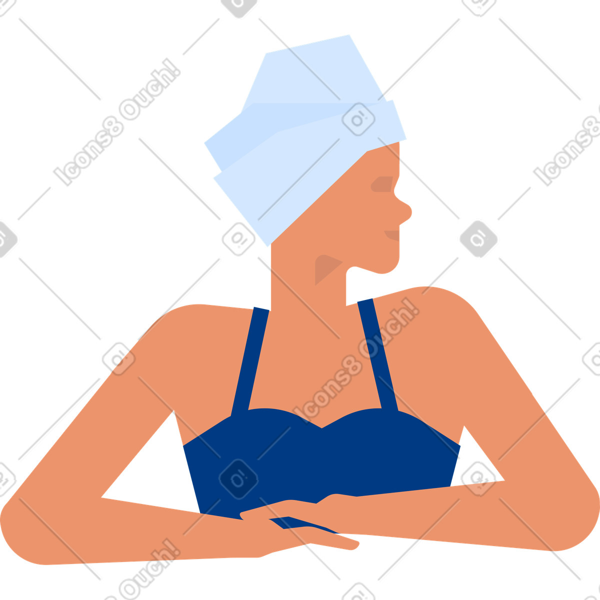 Woman in swimsuit and towel turban illustration Urban style download PNG, SVG