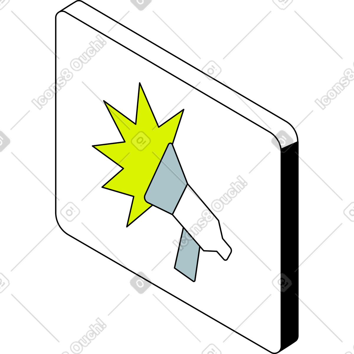 Isometric スタイルの メガホンサイン のイラストをPNG、SVG形式でダウンロード