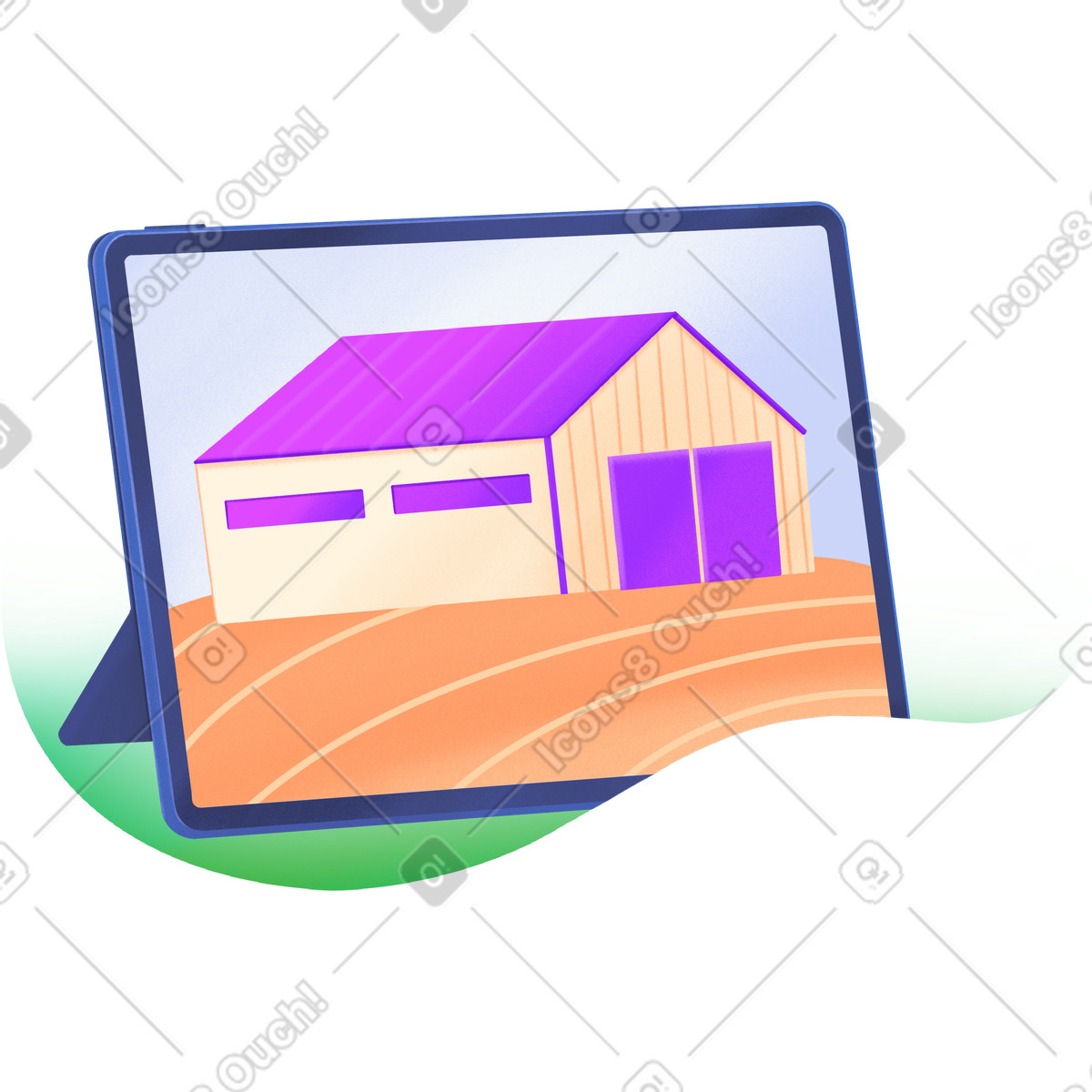 Ilustración Ipad with a farmhouse en estilo Smart descargar en PNG y SVG