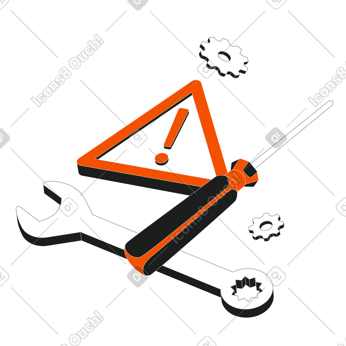 Technical issue and maintenance tools illustration in PNG, SVG