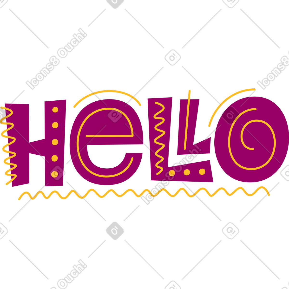 Ilustração de Letras olá com texto linhas e pontos em no estilo Lettering para baixar em PNG, SVG