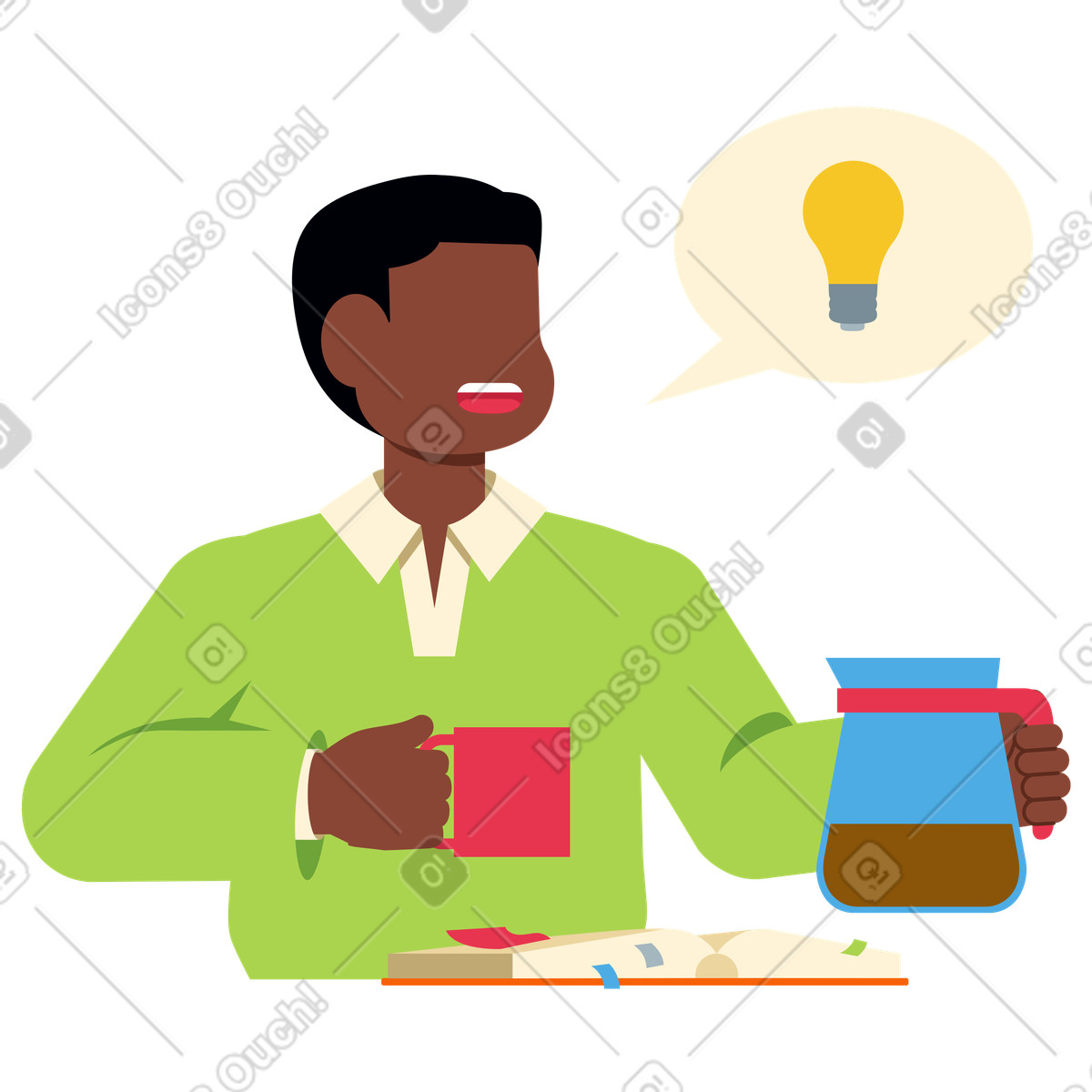 Ilustração de Jovem encontrando solução em no estilo Catchy para baixar em PNG, SVG