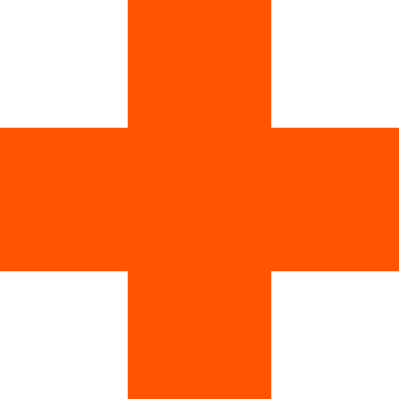 An orange cross on a black background - Framework style illustration