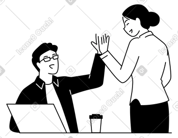 Man and woman giving each other a high five to celebrate success PNG, SVG