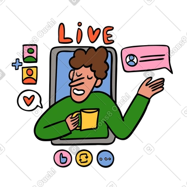 Un homme hébergeant une diffusion en direct en ligne PNG, SVG