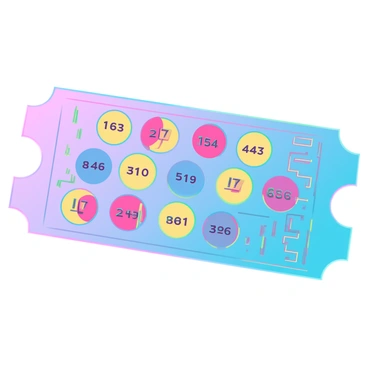 A vibrant keno ticket featuring a variety of colors across its design. The ticket displays numerous circles, each containing different numbers ranging from one to eighty. Several of these circles have distinct marks, indicating the numbers that have been drawn. The ticket is set against a smooth, neutral background to highlight the colorful design. The marked numbers stand out prominently, showcasing a mix of bright hues like red, blue, yellow, and green, adding to the lively atmosphere of the scene.