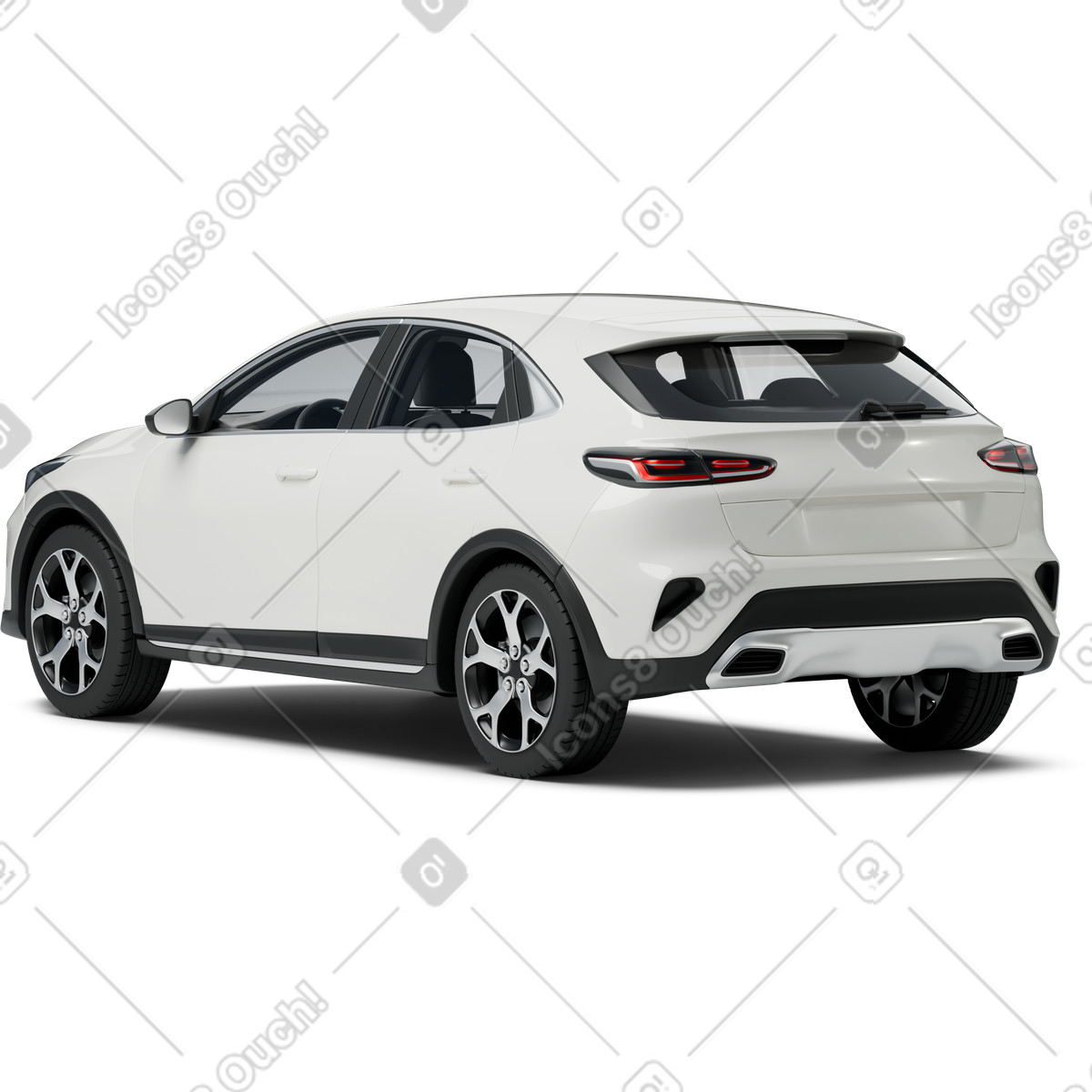 White car turned back illustration in 3D Business style download in PNG, SVG