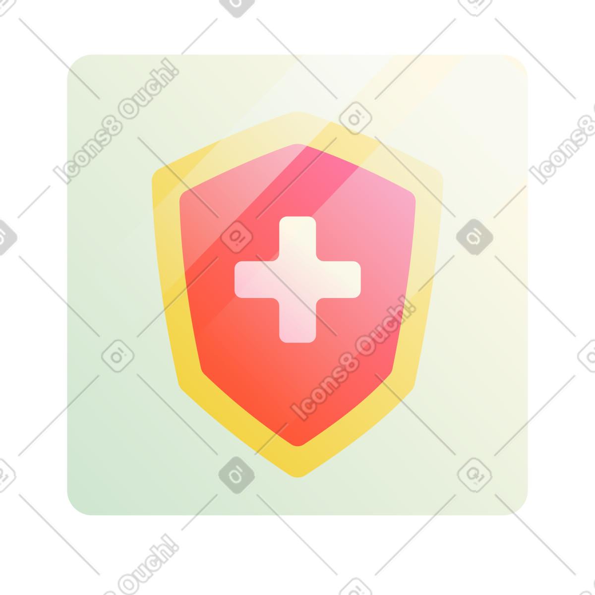 Shield with red cross animated illustration in Beam style download in GIF, Lottie (JSON), AE