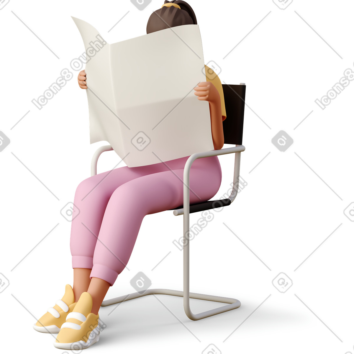 Иллюстрация Young woman with newspaper в стиле 3D Casual life — скачать в форматах PNG, SVG