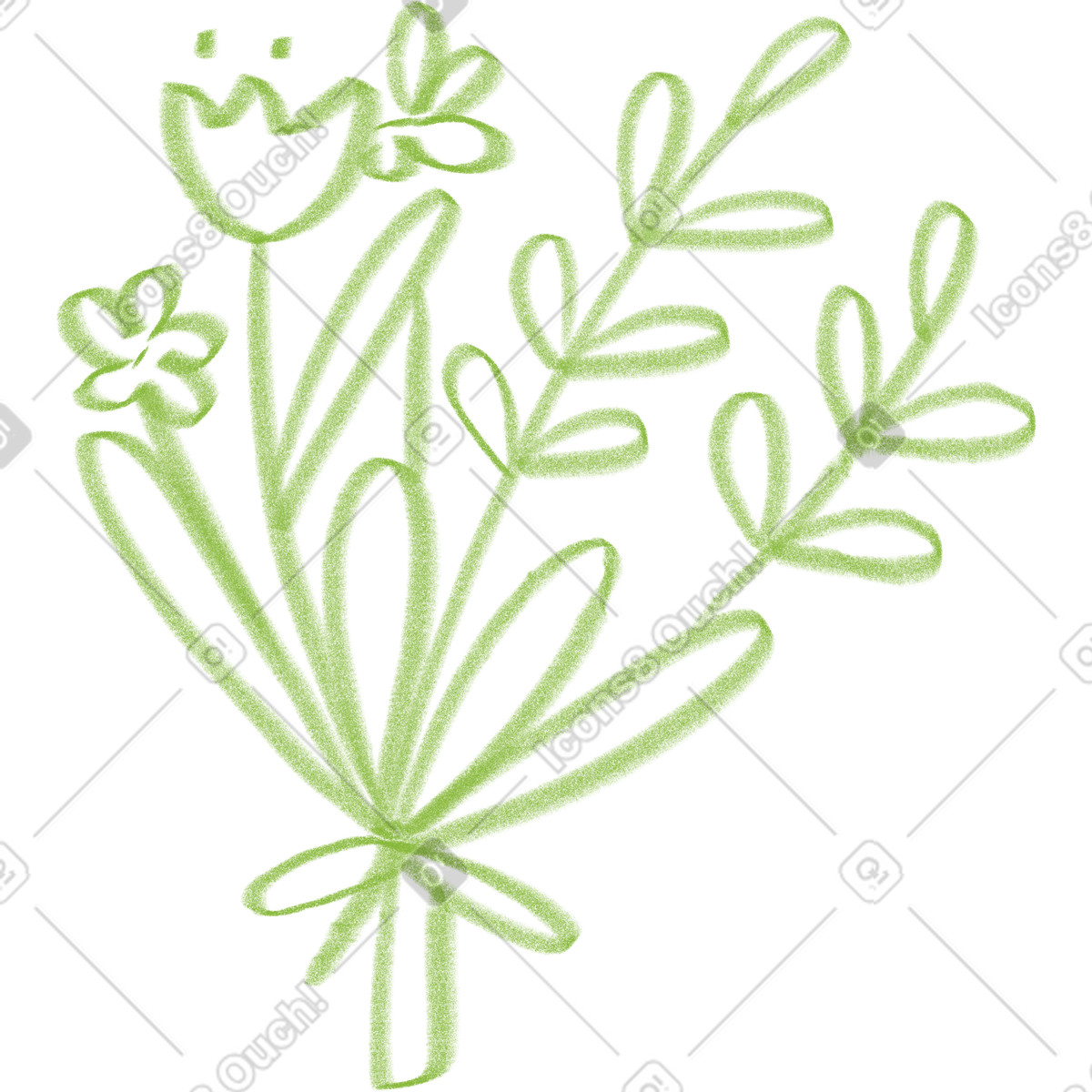 下载 Doodle 风格的 Green bouquet 插画，支持 PNG、SVG 格式