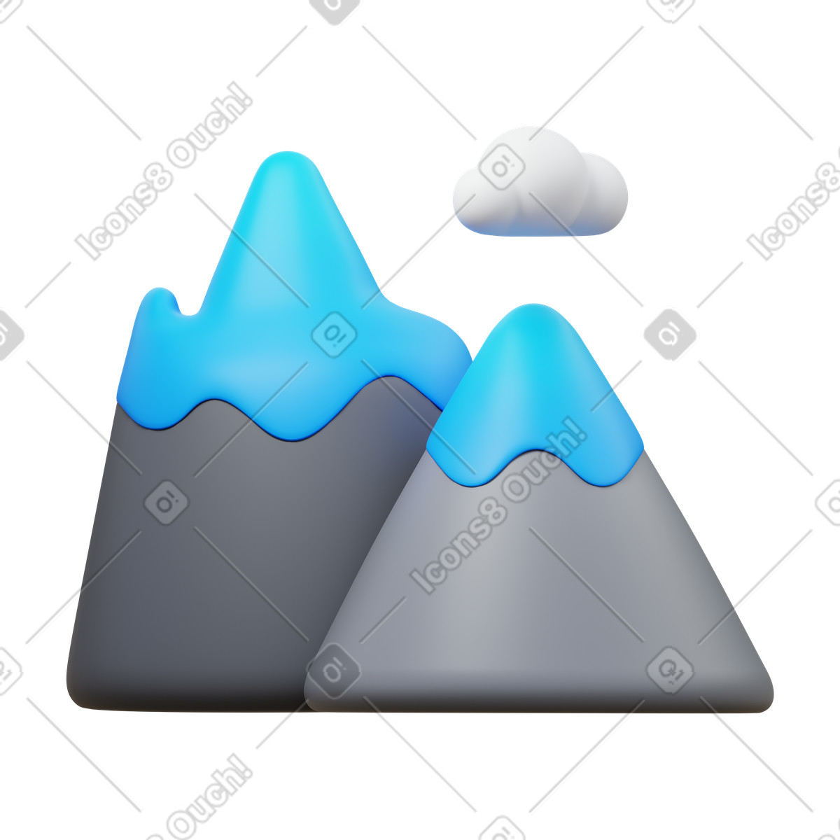 Ski resort illustration in 3D Fluency style download in PNG, SVG