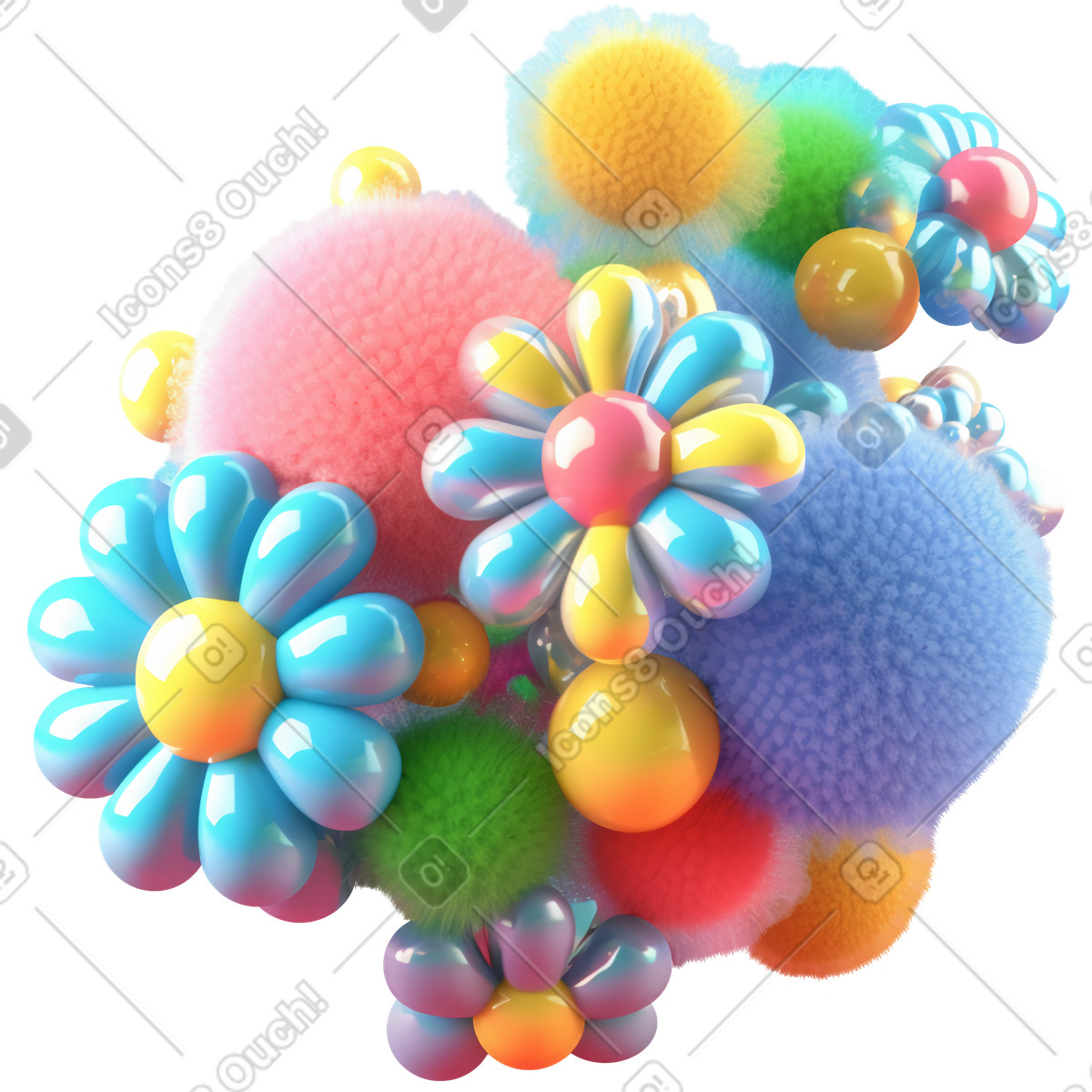 Abstract flower composition illustration in Experimental style download in PNG, SVG