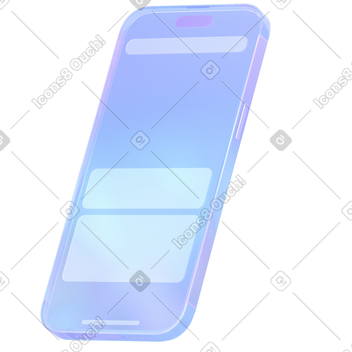 Iphone vetroso trasparente illustrazione animata in stile 3D Glassy scaricabile in GIF, Lottie (JSON), AE