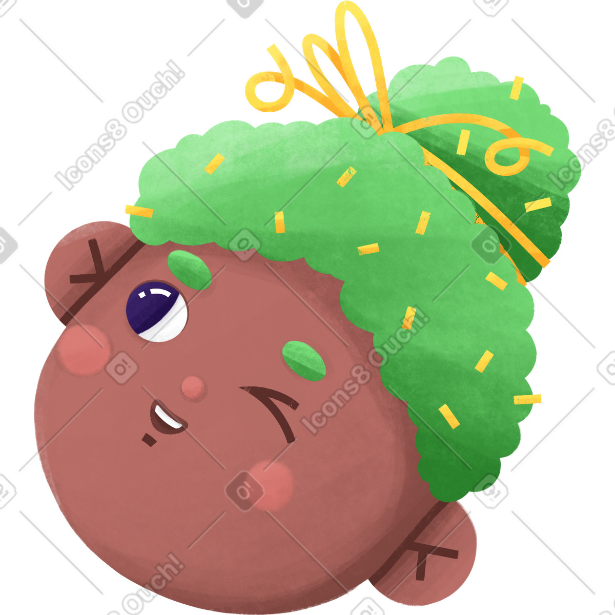 Иллюстрация Girl with curly hair winks в стиле Bonbon — скачать в форматах PNG, SVG