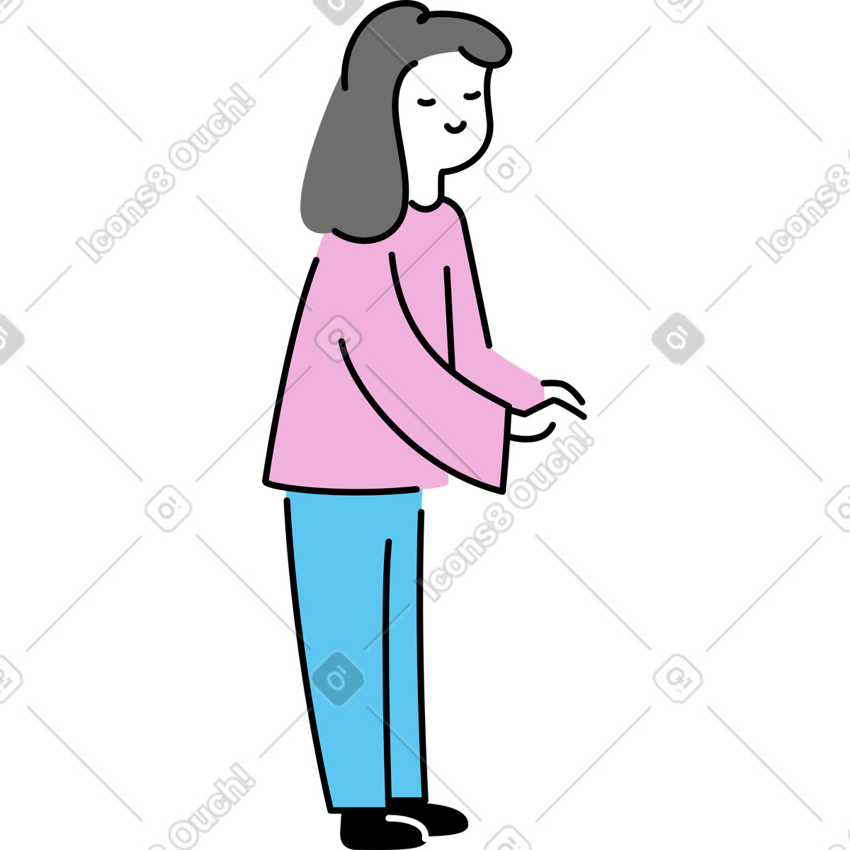 Ilustração de Mulher sorridente em no estilo Mochi para baixar em PNG, SVG