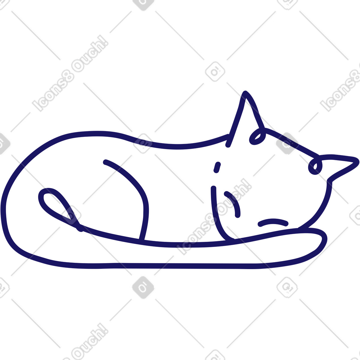 Schlafende katze-Illustration im Matey-Stil als Download in PNG, SVG