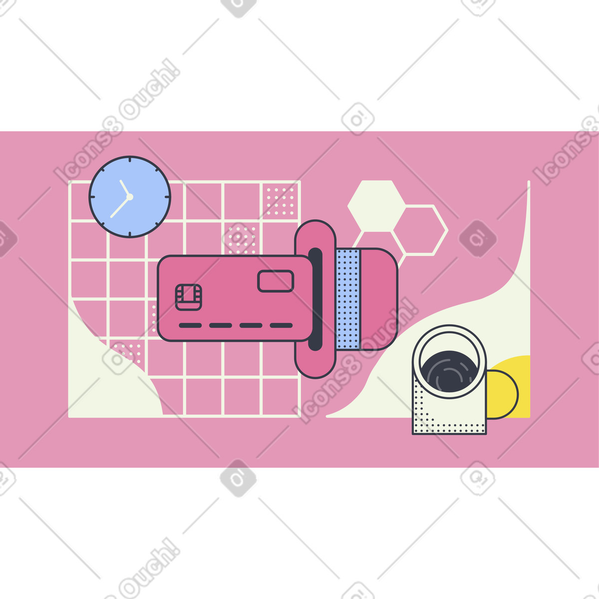 Ilustração de Cartão crédito cobrado e pagamento processado em no estilo Abstract para baixar em PNG, SVG