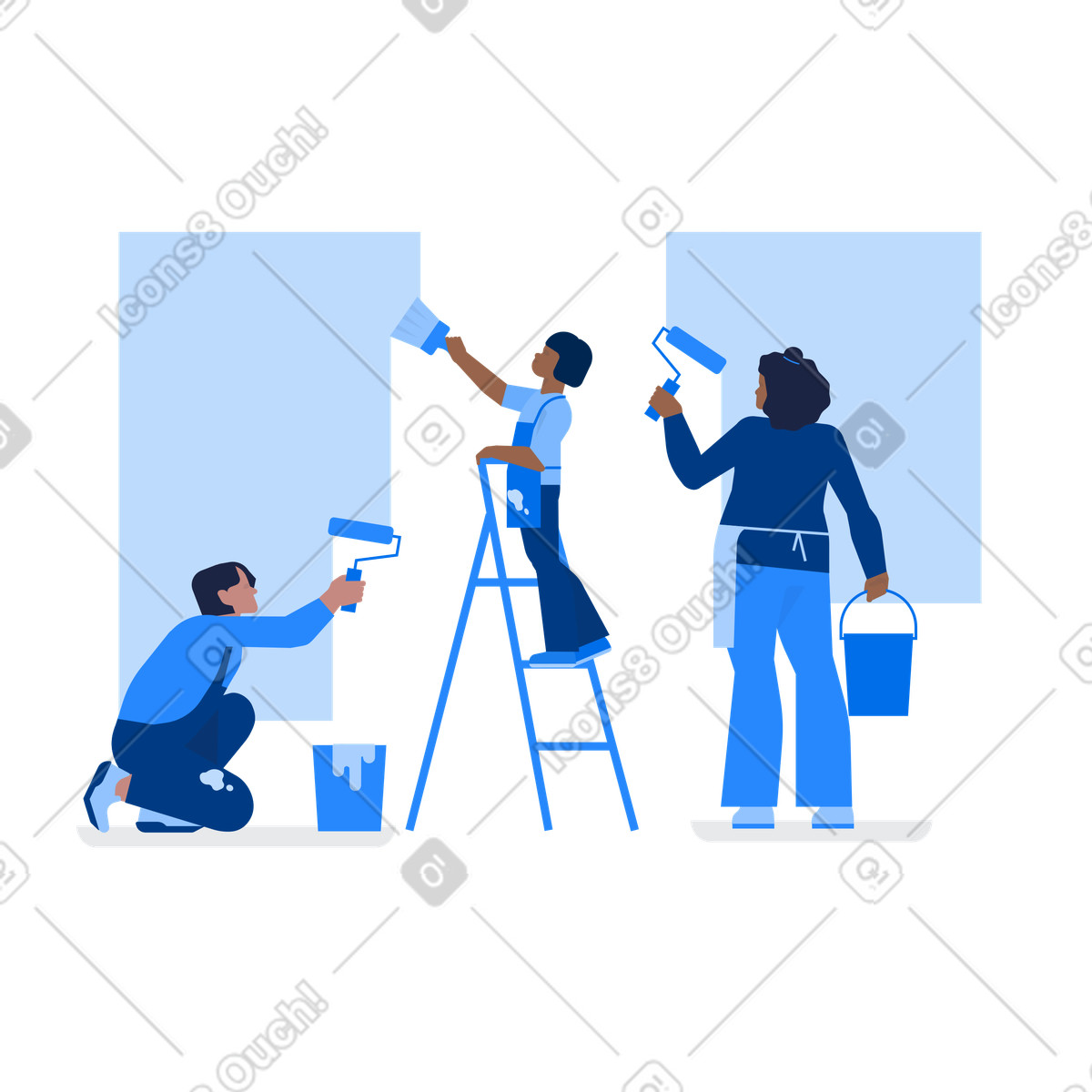 Urban スタイルの 家族の絵画の壁 のイラストをPNG、SVG形式でダウンロード
