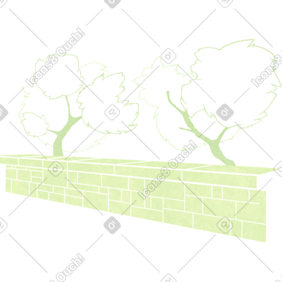 Green fence and trees illustration in Lifestyle style download in PNG, SVG