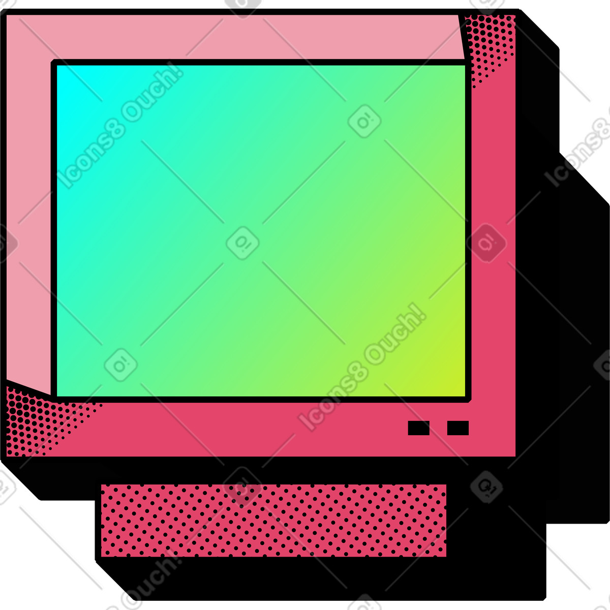 Ilustração de Monitor retrô em no estilo Memphis para baixar em PNG, SVG