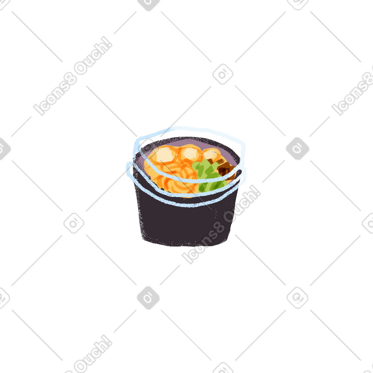 Ilustración Sopa en estilo Ikigai a descargar en PNG y SVG