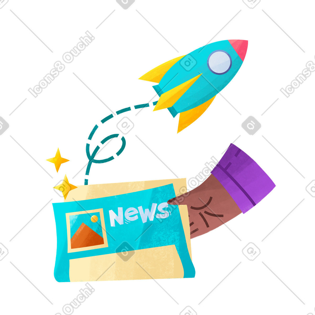 Space Achievements News illustration in Bonbon style download in PNG, SVG