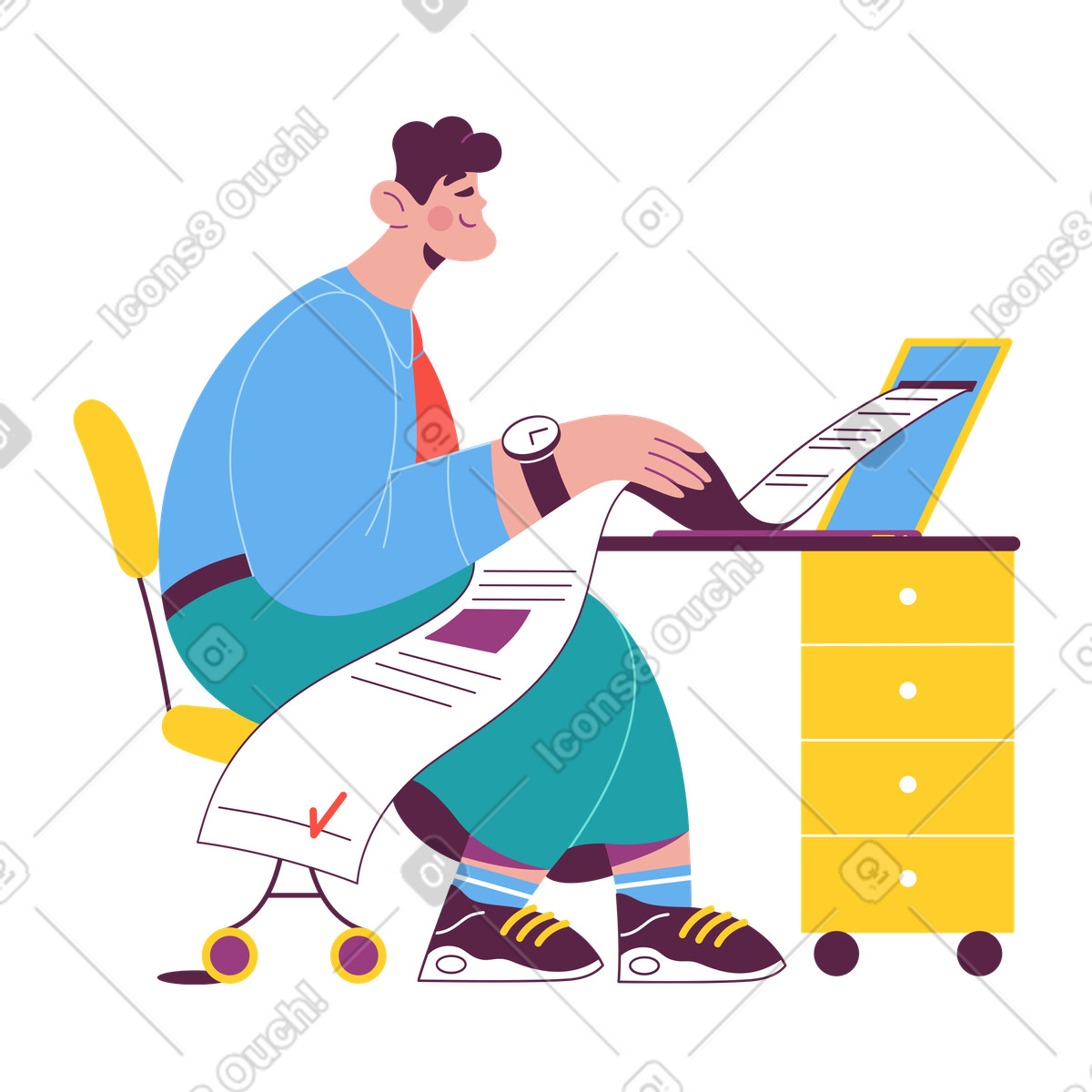 L'uomo ottiene un contratto su internet illustrazione in stile Sammy scarica in PNG, SVG
