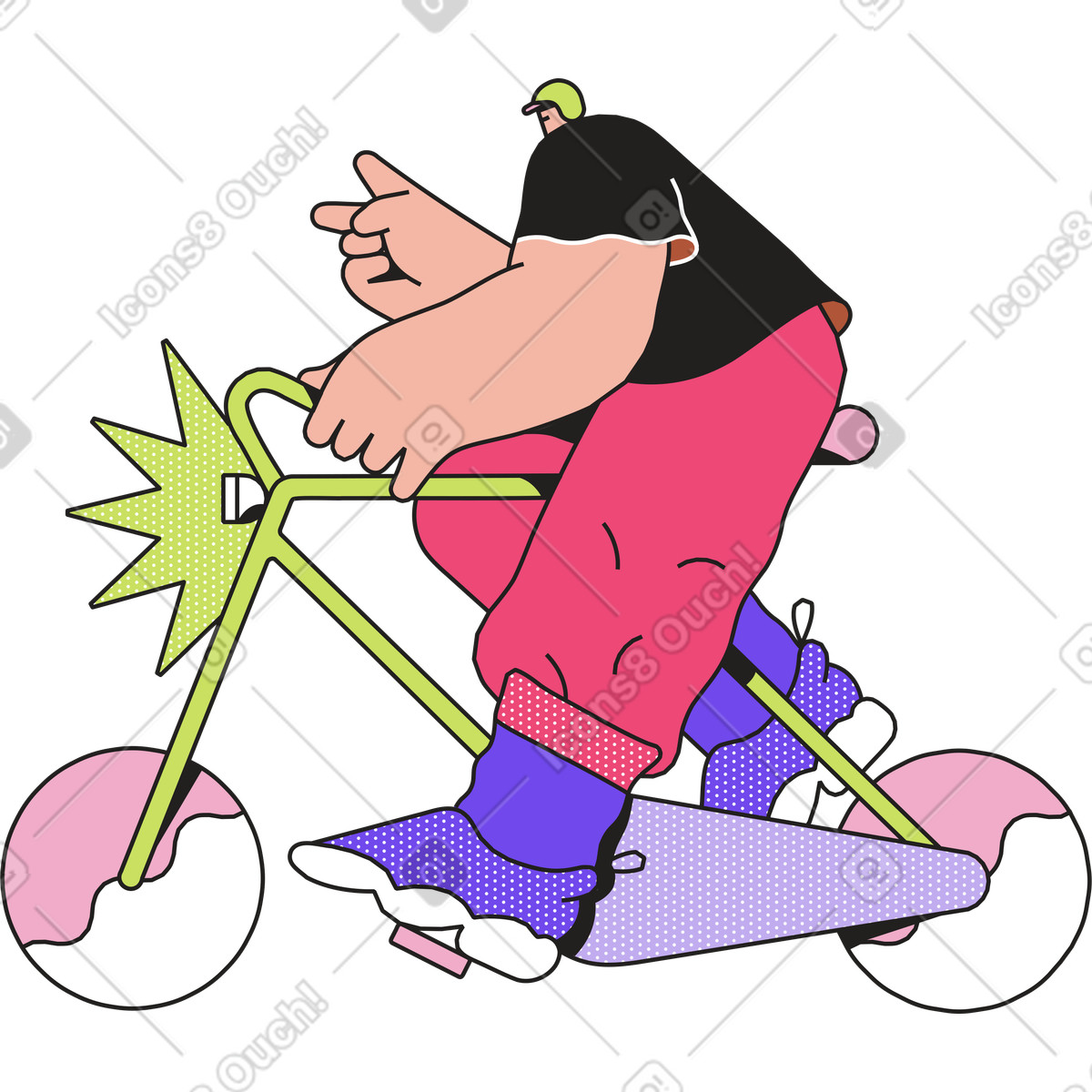 Delivery man on bike illustration in Dazzle style download in PNG, SVG