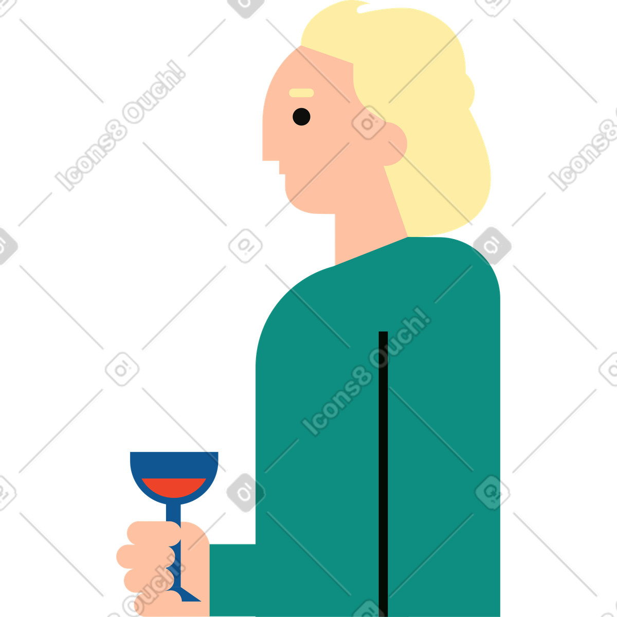 Blonde man with wine glass illustration in Polar style download in PNG, SVG