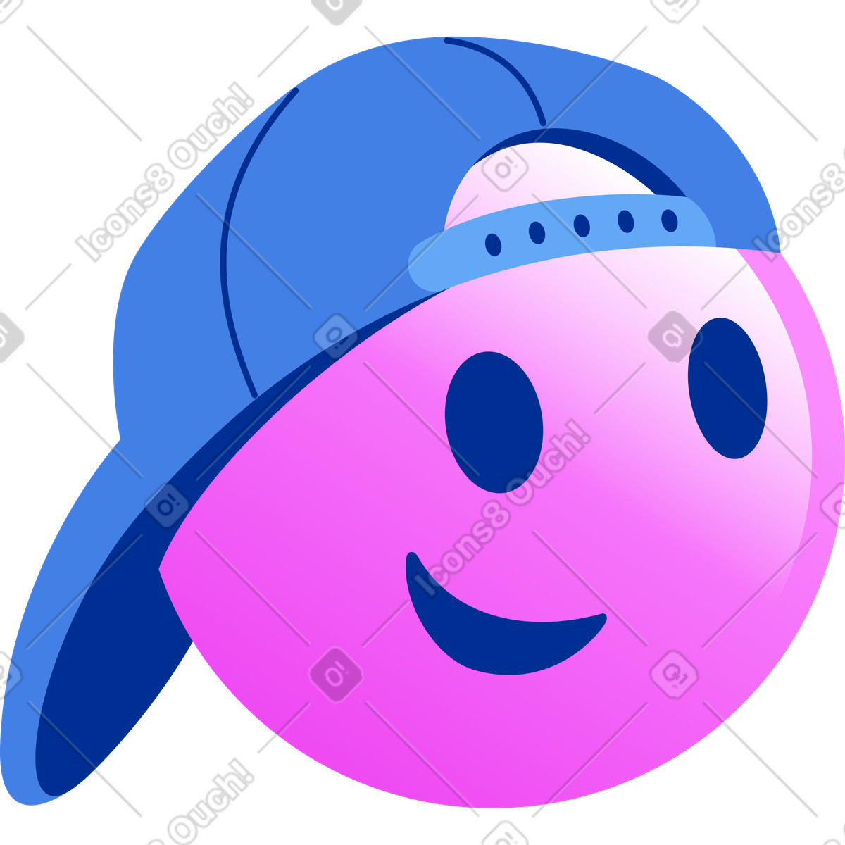 Emoji nel berretto da baseball illustrazione in stile Glossy scarica in PNG, SVG