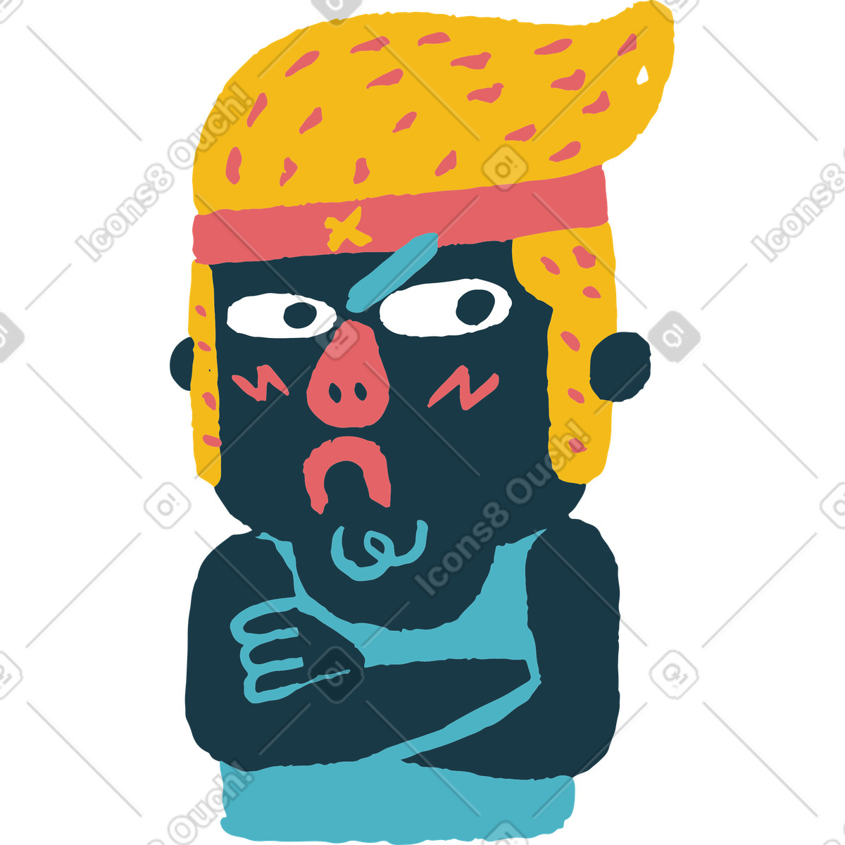 Ilustración Hombre triste en estilo Flamenco a descargar en PNG y SVG