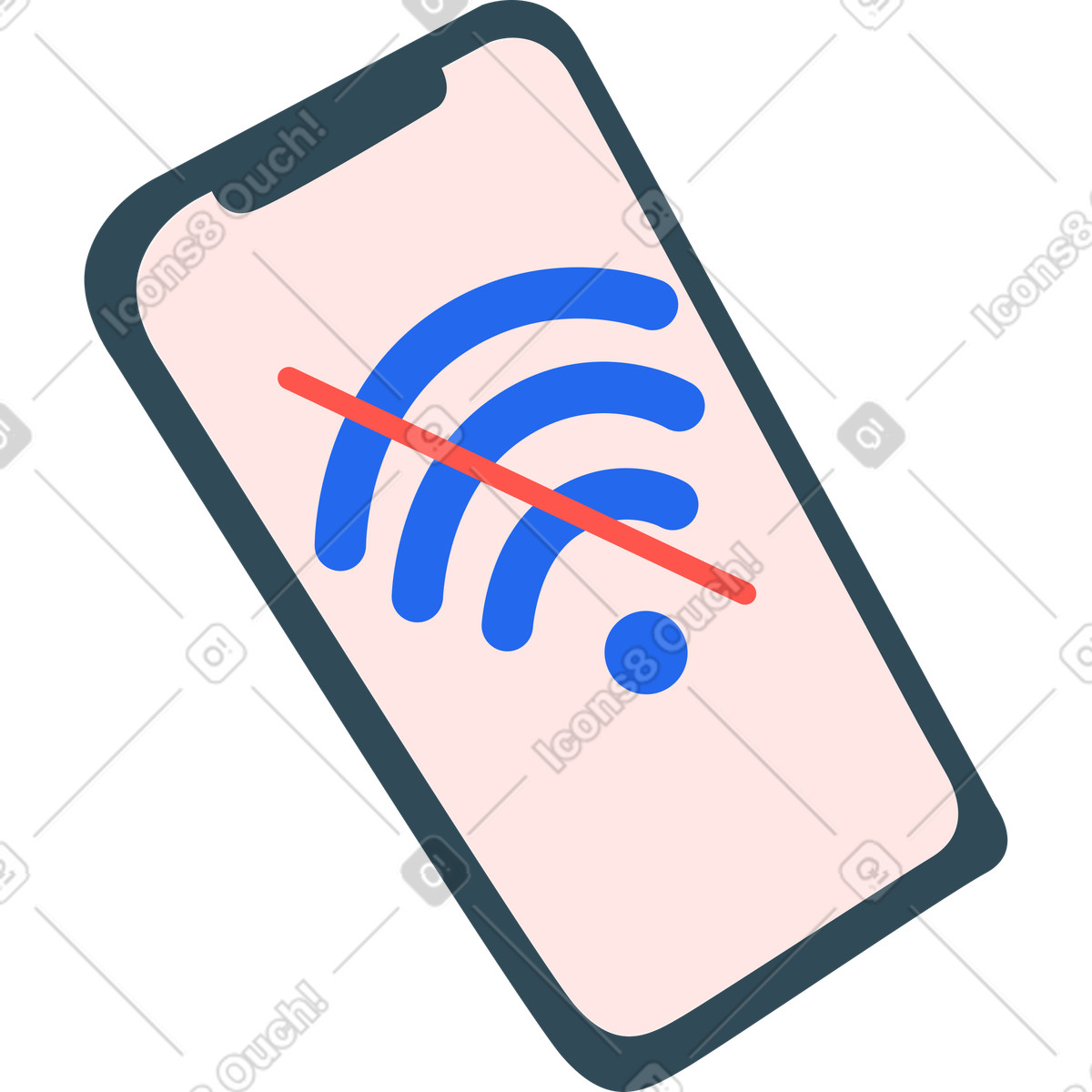 Telefon ohne wi-fi-zeichen animierte Illustration im Kingdom-Stil als Download in GIF, Lottie (JSON), AE