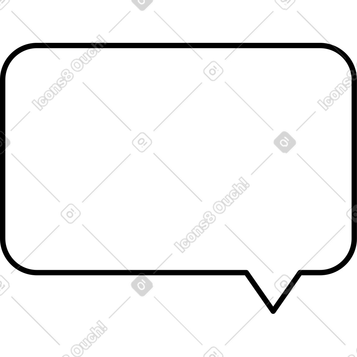 Notion Line Art スタイルの Speech bubble rectangle with rounded corners and pointed tail shape のイラストをPNG、SVG形式でダウンロード