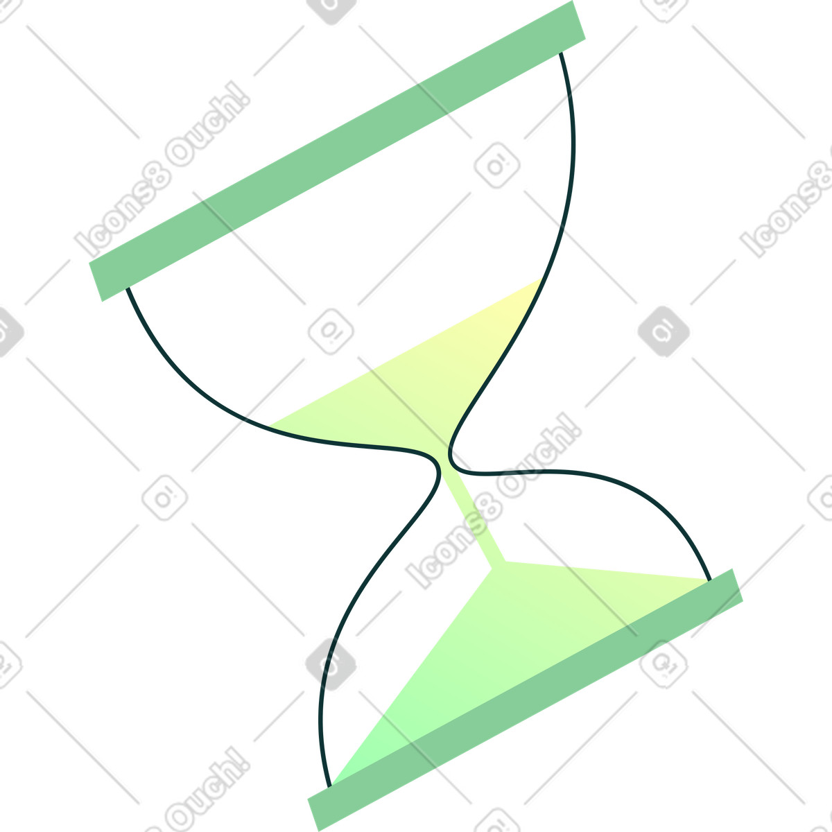 Florid スタイルの 傾いた曲がった砂時計 のイラストをPNG、SVG形式でダウンロード