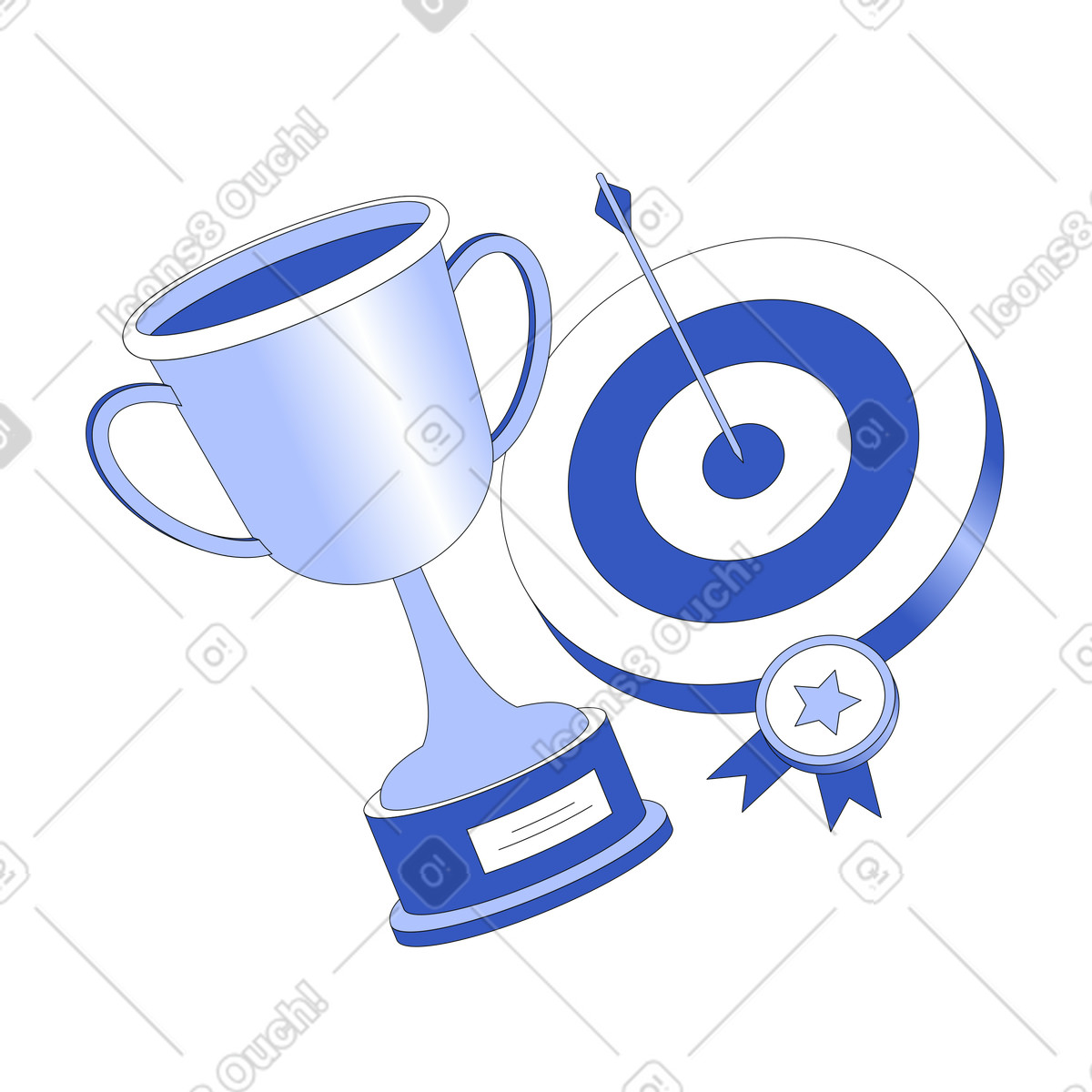 Medal and trophy illustration success clipart image in PNG SVG GIF