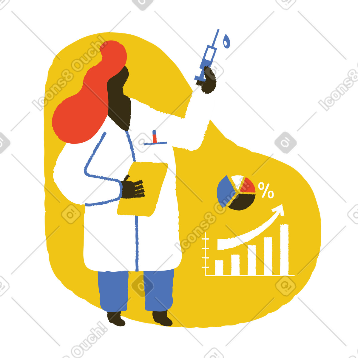Female scientist conducting medical research illustration scientific clipart graphics