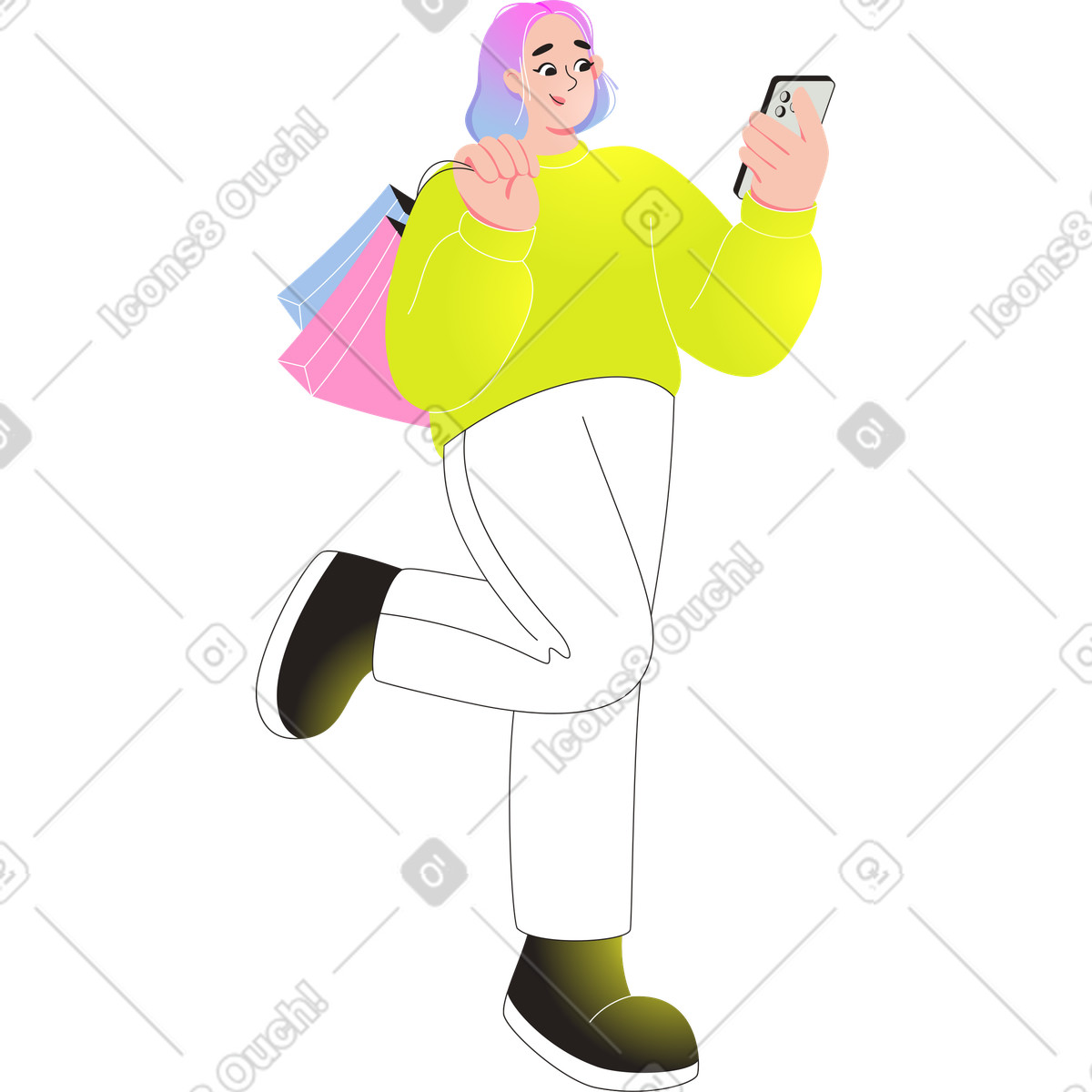 Donna con pacchetto illustrazione in stile Like scarica in PNG, SVG